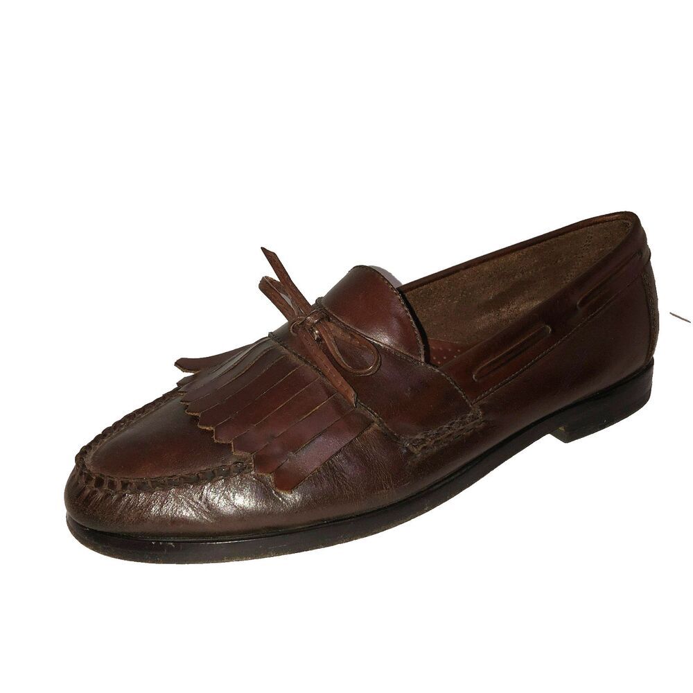 GH Bass Co Parry Mens 13 D Burgundy Leather Kiltie Tie Classic Loafers Shoes